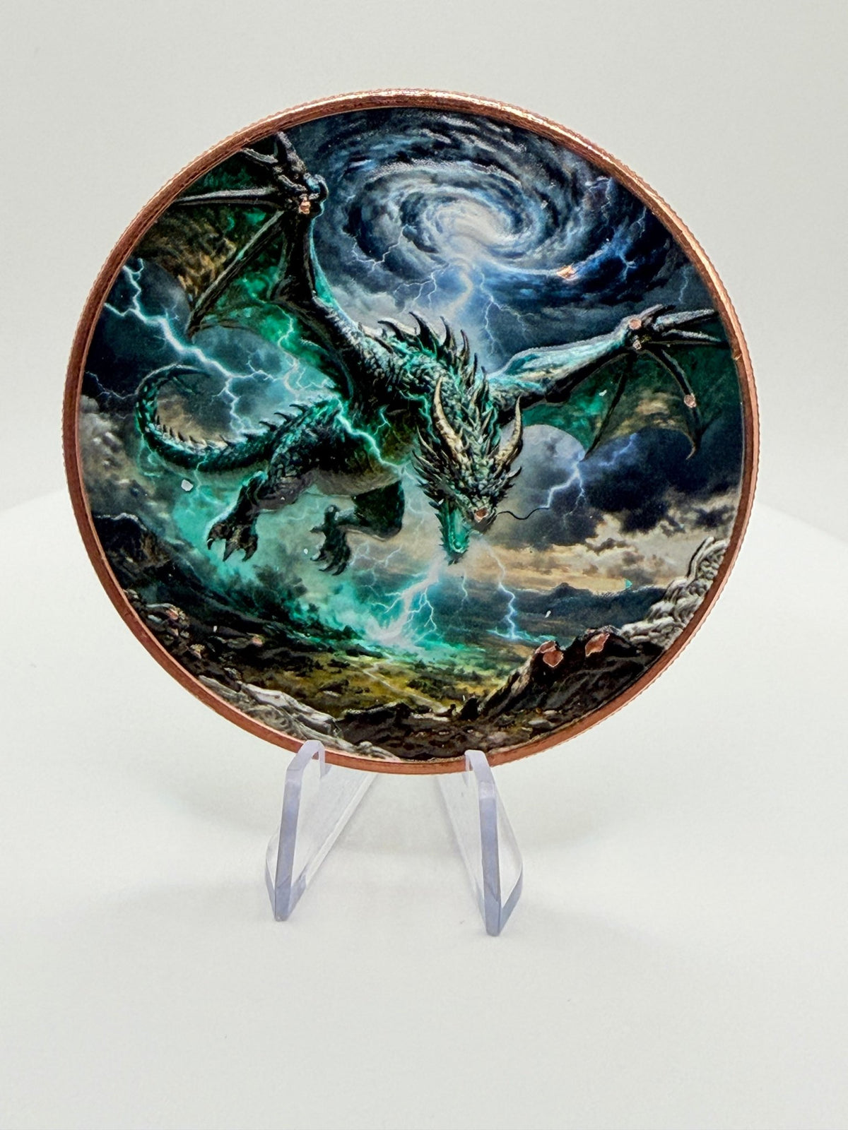Storm Dragon 5 oz .999 Fine Copper Round – Colorized Fantasy Collectible - MMmetalsandmore