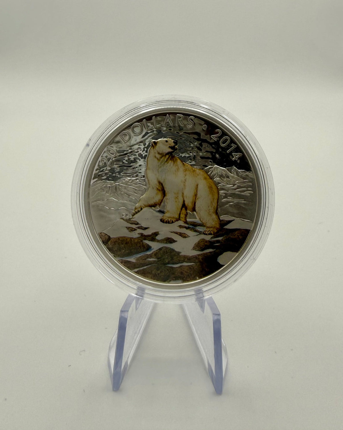 2014 Canada $20 Iconic Polar Bear 1 oz Fine Silver Coloured Coin (with Box & COA) - MMmetalsandmore
