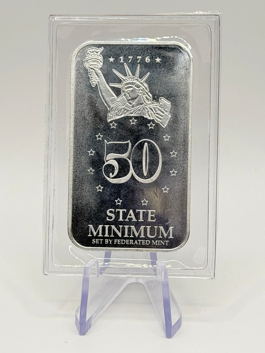 Federated Mint 50 State Minimum 1/2 oz .999 Fine Silver Bar – Vintage Collectible Art Ingot in Mint Capsule - MMmetalsandmore