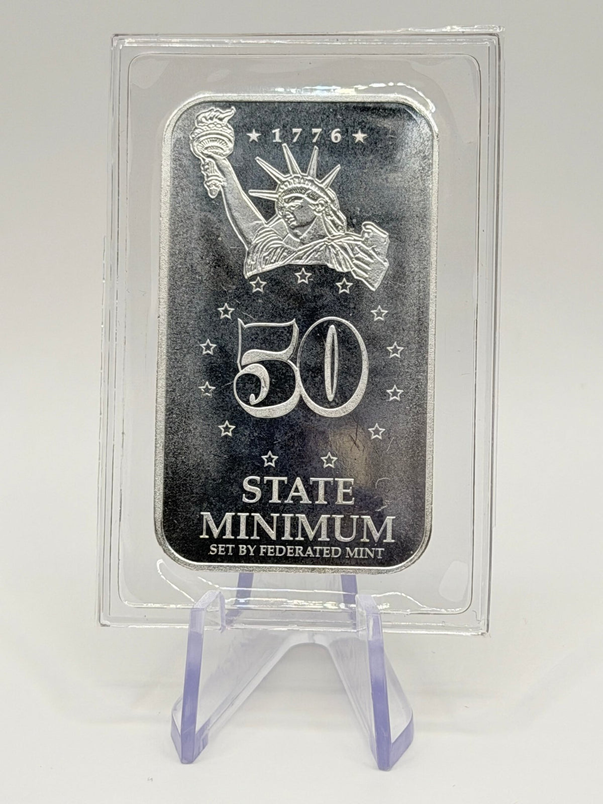 Federated Mint 50 State Minimum 1/2 oz .999 Fine Silver Bar – Vintage Collectible Art Ingot in Mint Capsule - MMmetalsandmore
