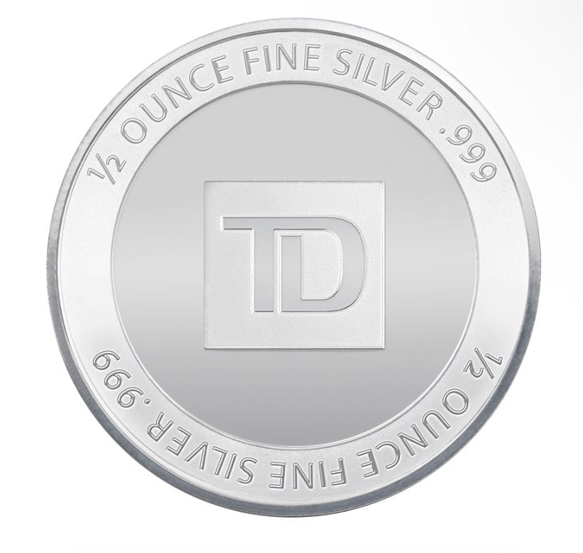 TD Bank 1/2 oz Pure Fine Silver .999 Round Bullion - MMmetalsandmore