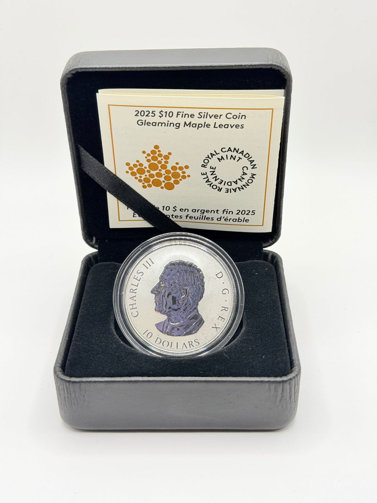 2025 Canada $10 Gleaming Maple Leaves Silver Coin - MMmetalsandmore