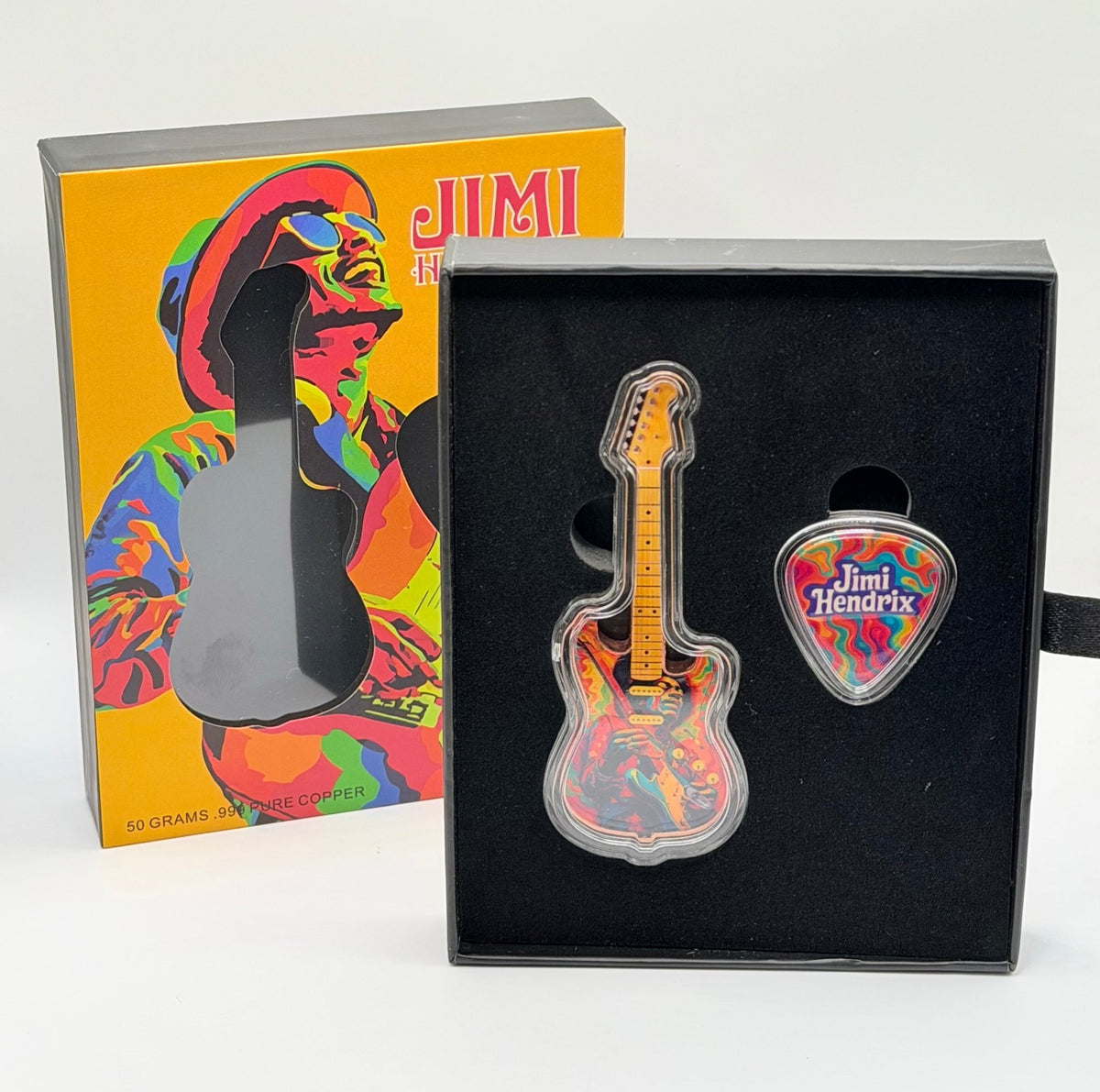 2026 Rock Icons Guitar & Pick Set 54.6g .999 Pure Copper Limited Edition Box - MMmetalsandmore