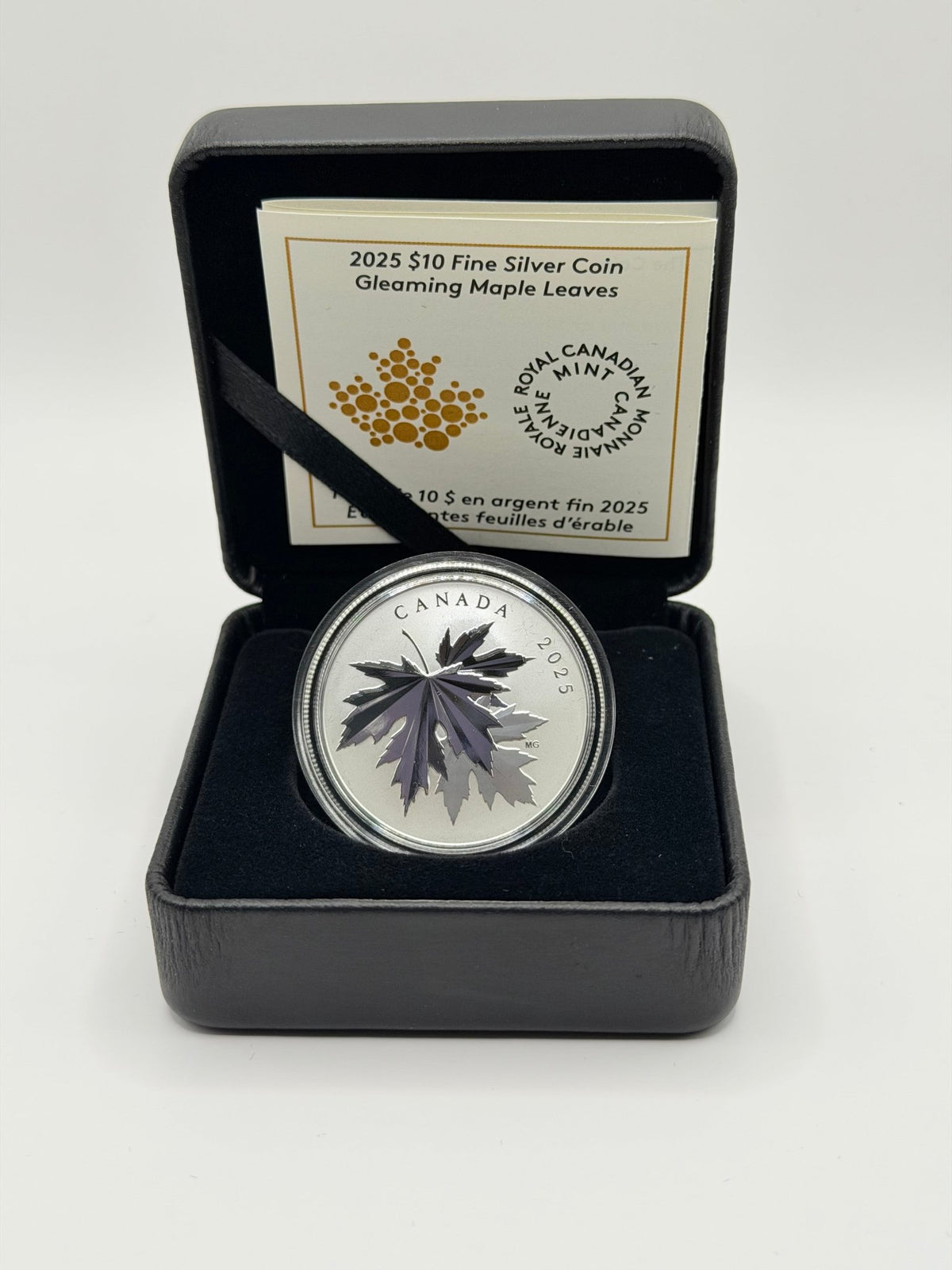2025 Canada $10 Gleaming Maple Leaves Silver Coin - MMmetalsandmore
