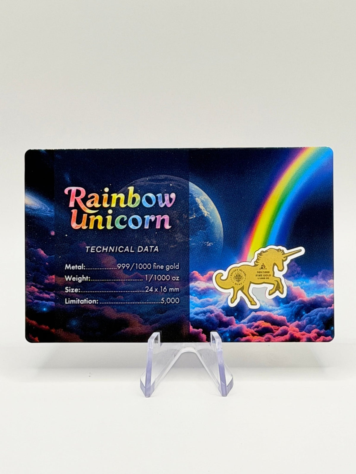 Rainbow Unicorn 1/1000 oz .999 Fine Gold Shaped Coin (Limited Mintage 5,000) - MMmetalsandmore