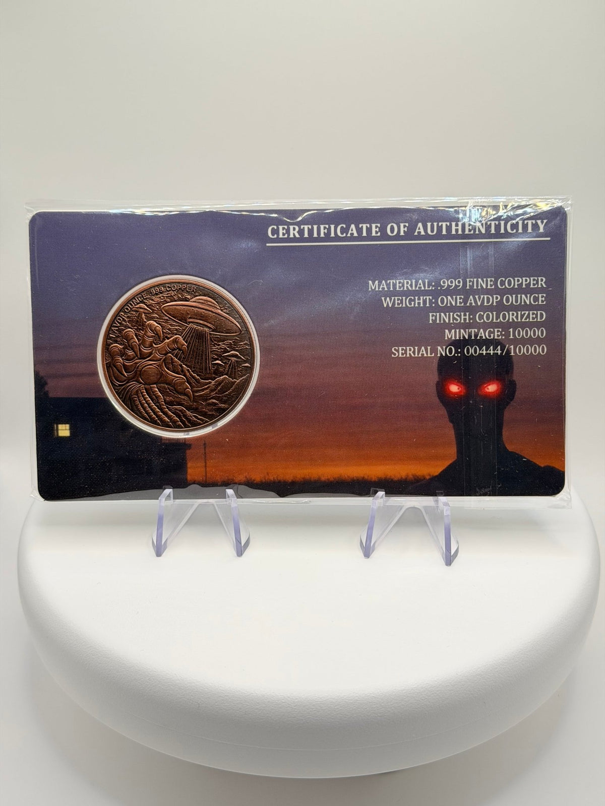 Alien Abduction 1 oz Colorized .999 Copper Round & Board Set - MMmetalsandmore