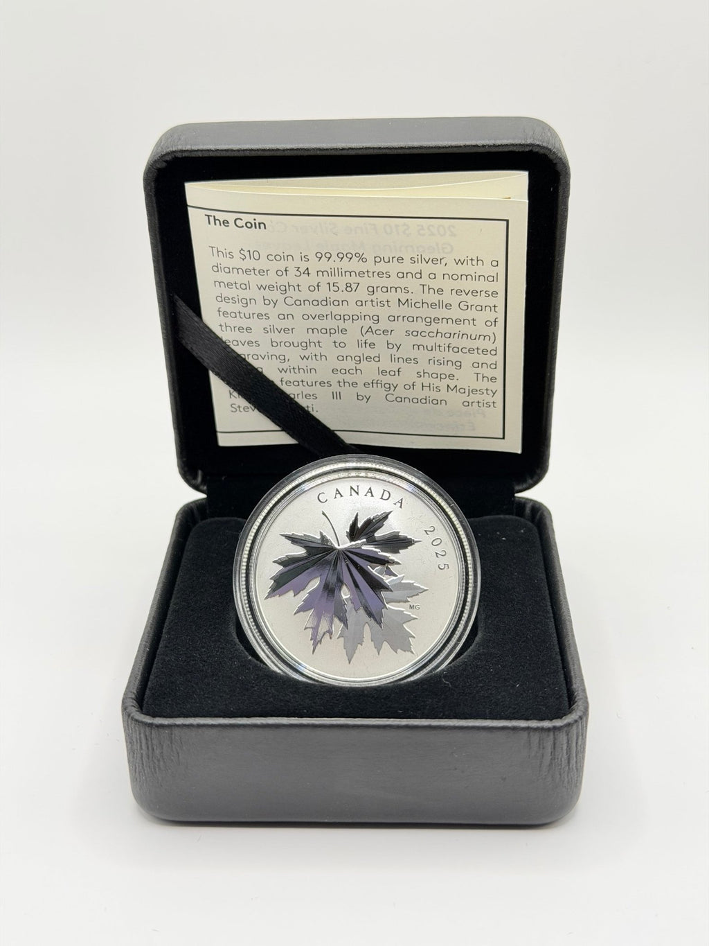 2025 Canada $10 Gleaming Maple Leaves Silver Coin - MMmetalsandmore