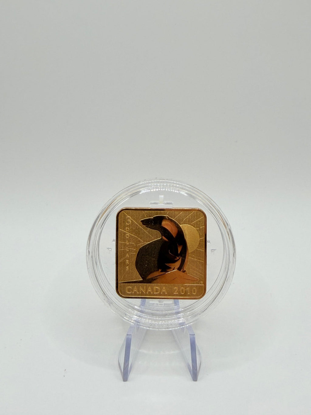 2010 Canada $3 Wildlife Conservation Series: Polar Bear Gold-Plated Sterling Silver Square Coin (Box & COA) - MMmetalsandmore