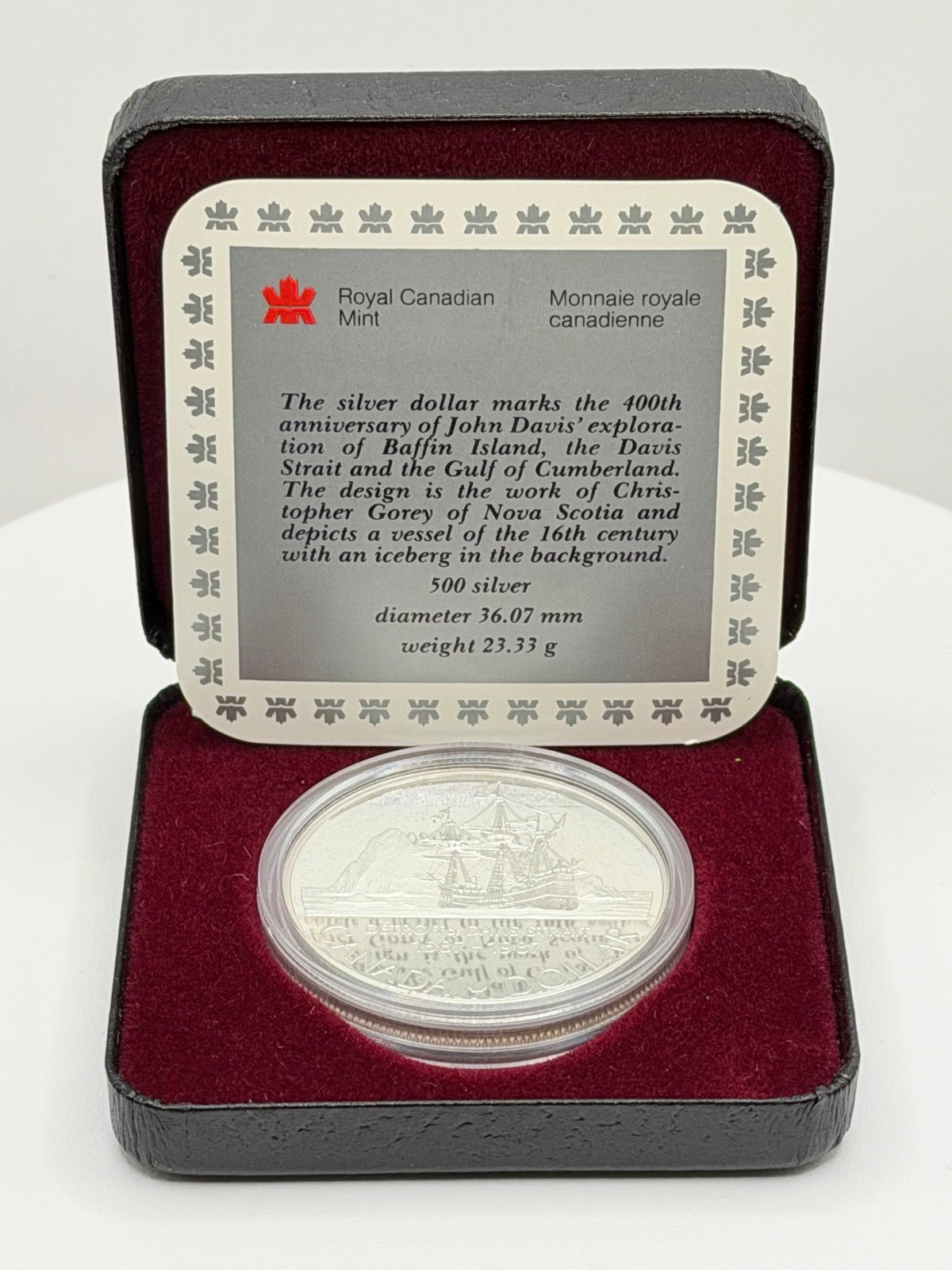 1987 Canada Davis Strait Centennial $1 Silver Proof Coin Boxed - MMmetalsandmore